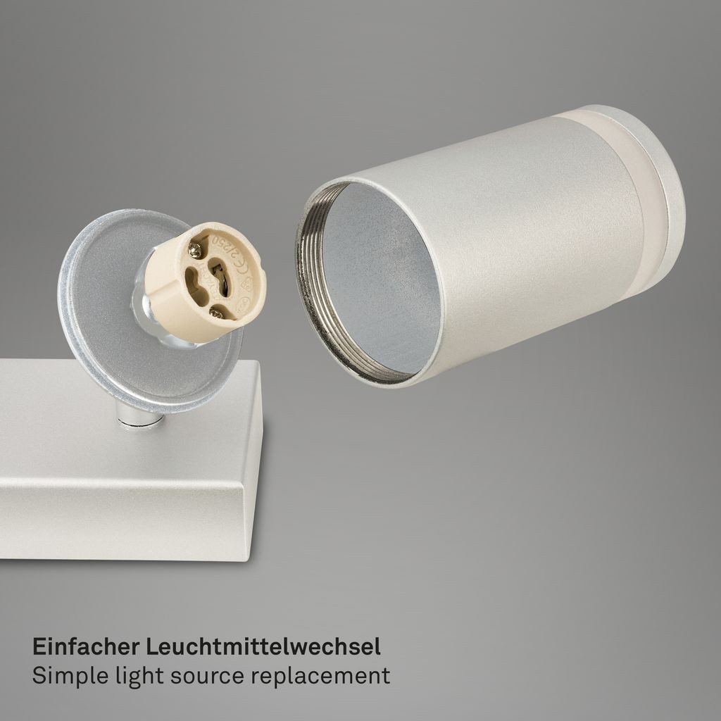Briloner Leuchten LED Deckenleuchte 2832024, ohne Leuchtmittel, 2700K - Extra-Warmweiß, Deckenleuchte 20 cm Chrom-Matt GU10 max. 9 W Wohnzimmer Schlafzimmer