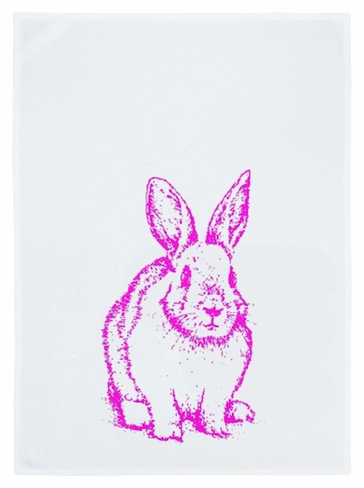 17;30 Hamburg Geschirrtuch Häschen-neon Pink, (1-tlg), 50x70cm, Siebdruck