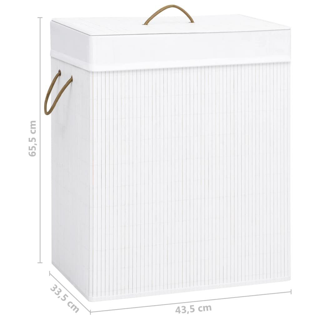 möbelando Wäschetonne 3003215 (LxBxH: 33,5x43,5x65,5 Gewebe Bambus, in aus cm), Weiß