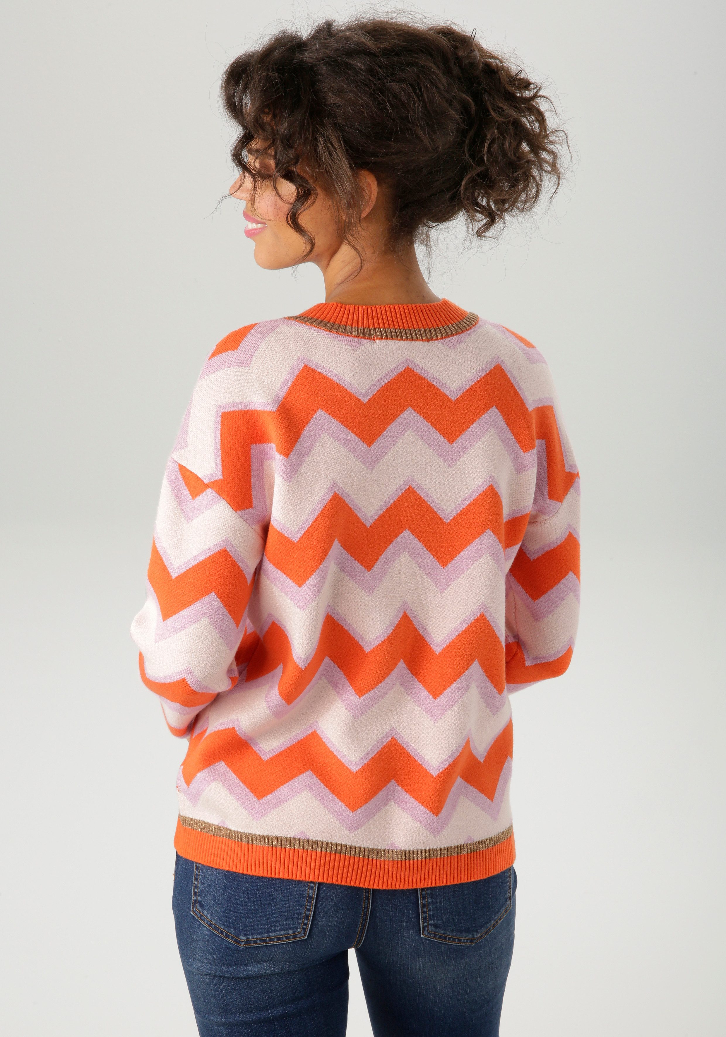 Aniston CASUAL Strickpullover im interessantem Zick-Zack-Muster günstig online kaufen