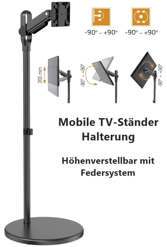 Reflexion TV-Standfuß BV05 Mobiler TV-Ständer, (bis 32 Zoll, Höhenverstellbar mit Federsystem 16" - 32" (40 - 81cm) Neigung: +/-90)