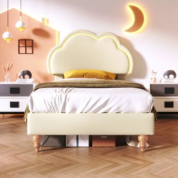 REDOM Polsterbett Jugendbett Kinderbett (ohne Matratze), mit Lattenrost und Verstellbares Kopfteil, 90 x 200 cm