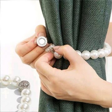Raffhalter Magnetische Perlen-Vorhang schnallen, Halte Schnalle, perlweißer Stil, Fivejoy