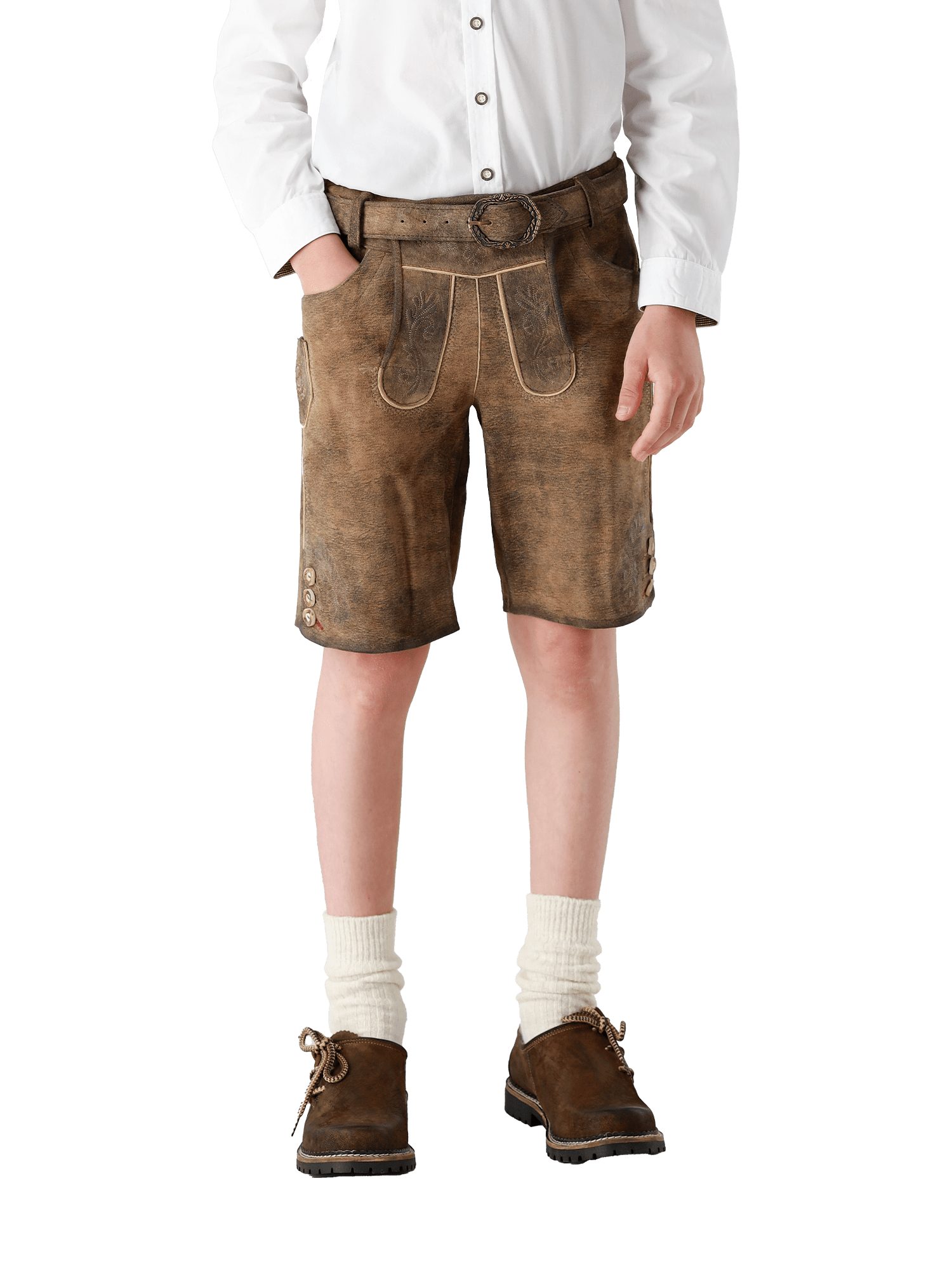 Spieth & Wensky Sweatshorts FC Bayern München, Lederhose mit Gürtel, Kinder, Braun