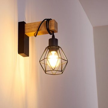 hofstein Wandleuchte Vintage Wohn Schlaf Zimmer Beleuchtung Wand Lampen Holz/schwarz Flur