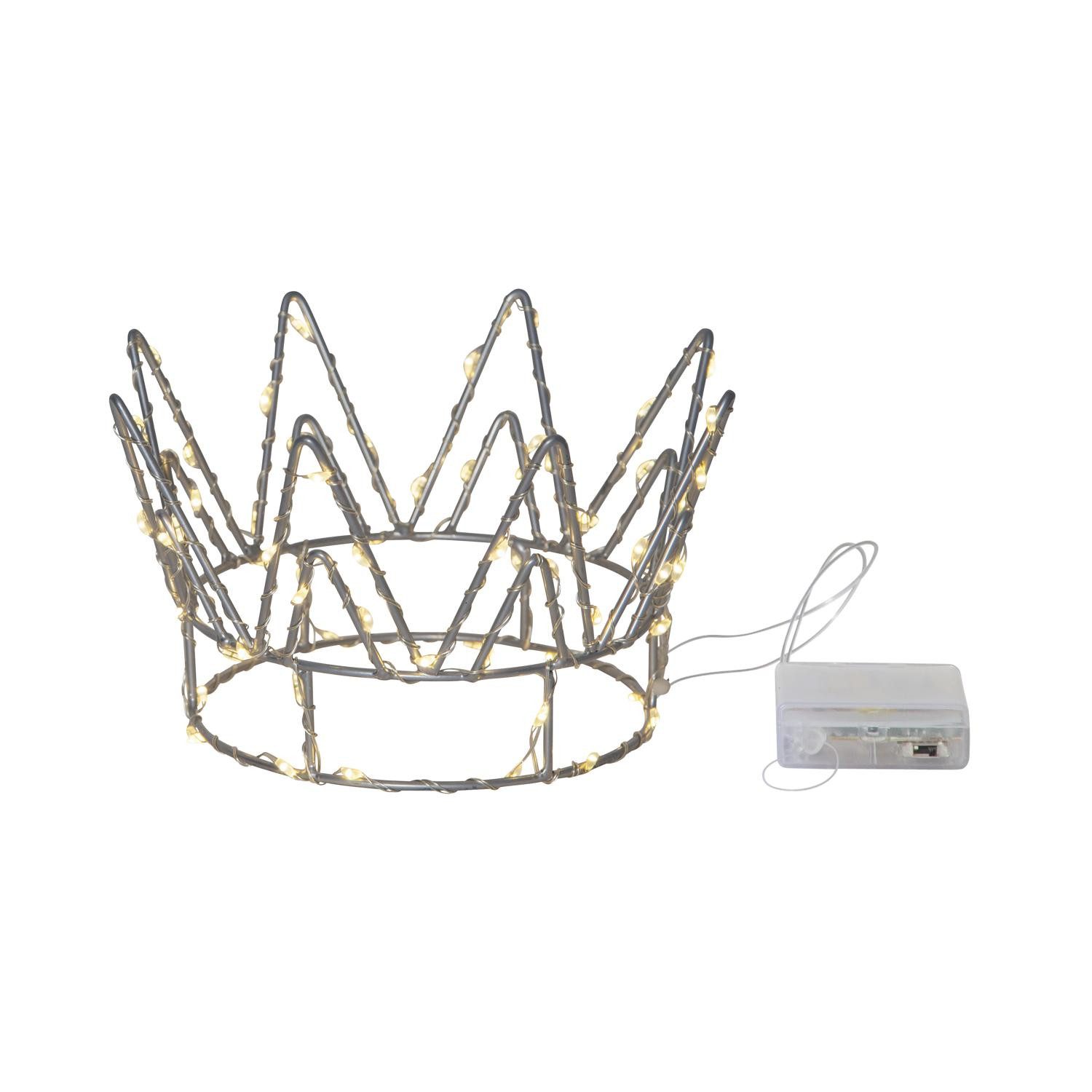 STAR TRADING LED Dekolicht LED Deko-Krone Crown, LED Krone,Crown' aus Metall, leuchtende Krone mit 70 Dew-Drop LEDs, B