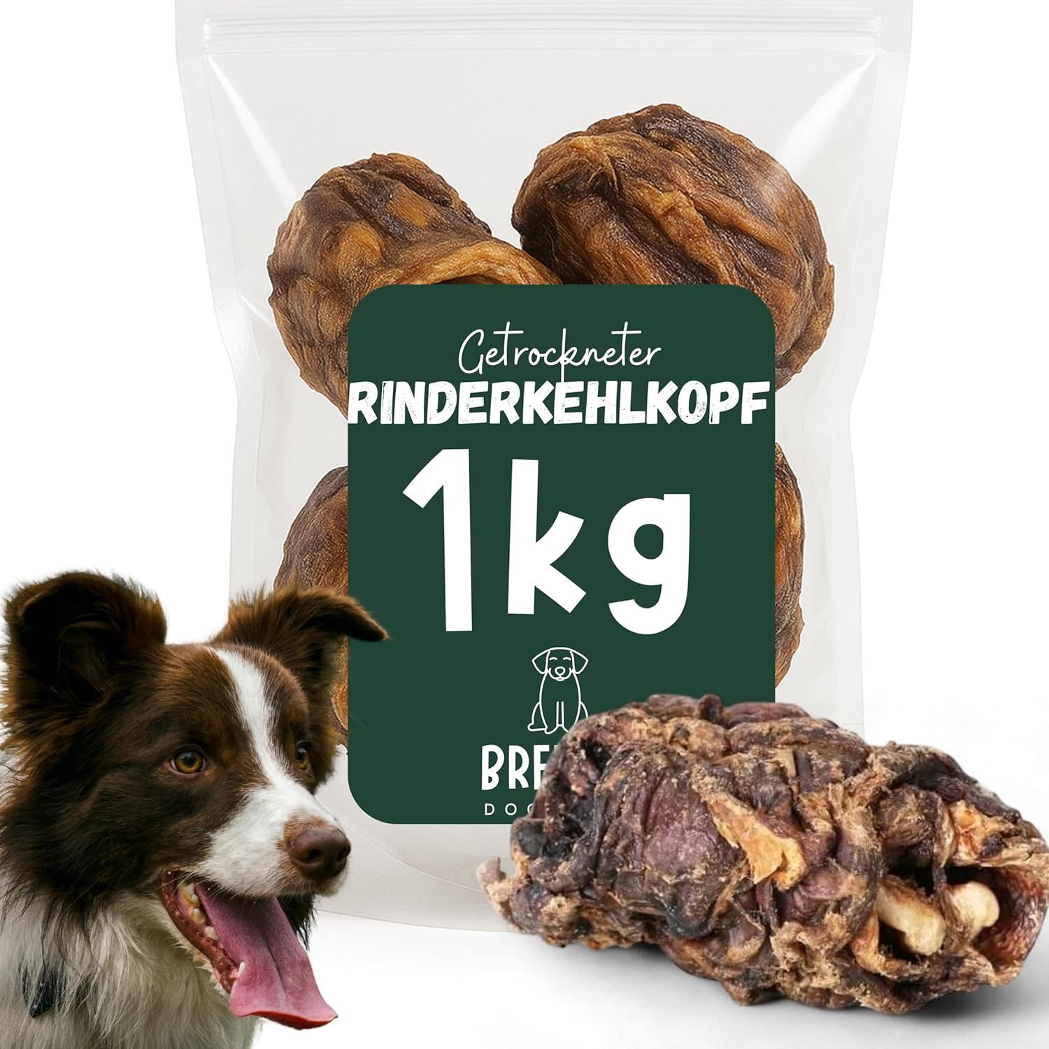 Breers Pet Food Rinderkehlköpfe getrocknet 1 kg Kausnack Hundeleckerlie, Einzelfuttermittel für Hunde für: Hunde, Harter Kauartikel, Leckerli getreidefrei, Hundesnack zuckerfrei