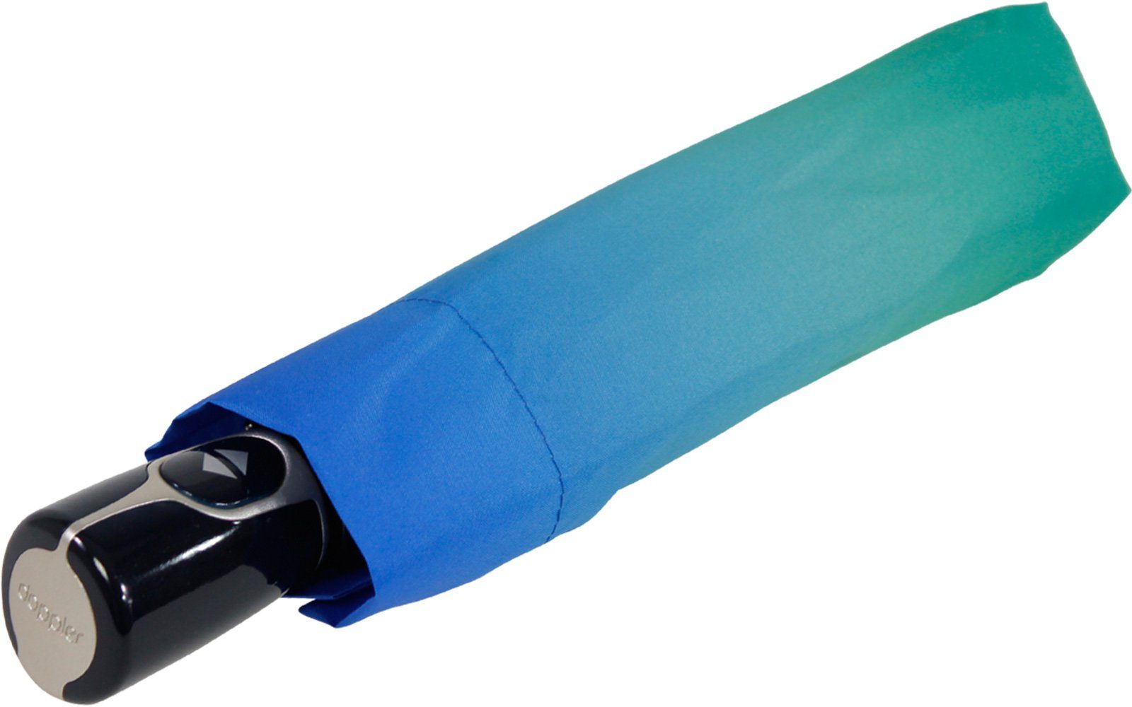 doppler® Damen - Fiber York, elegant, New Taschenregenschirm praktisch Magic Auf-Zu-Automatik blau-grün und stabil