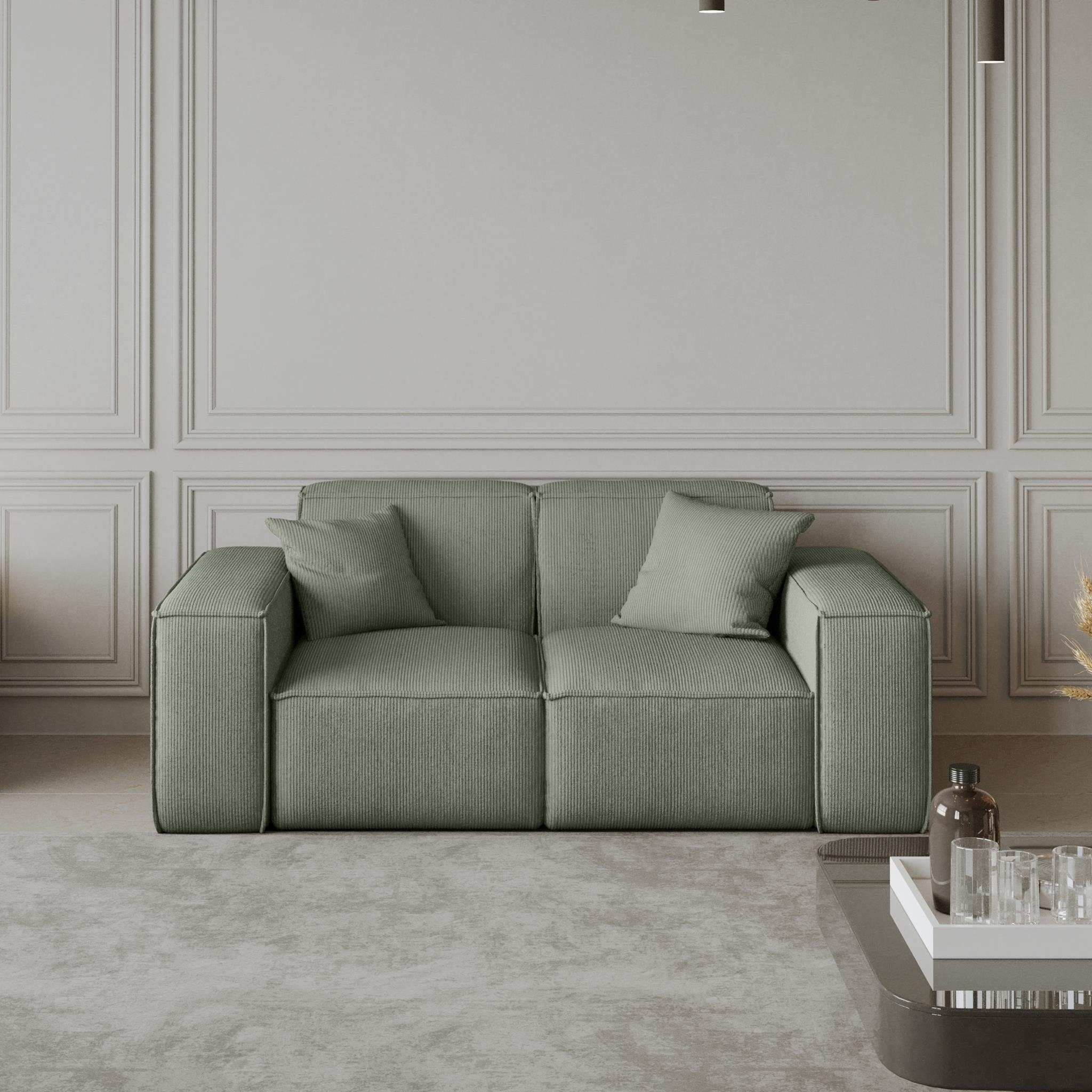 Lugano, Stil, 2-Sitzer oder Zweisitzer modernes im Velourstoff, aus inlusive Beautysofa Wellenfedern, Sofa Sofa Armlehnen Cordstoff Breite mit