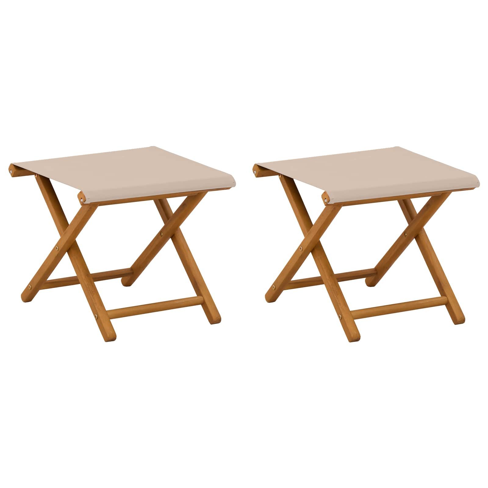 vidaXL Gartenliege Liegestuhl 2 pcs Massives Eukalyptus Holz Beige, 2 St.