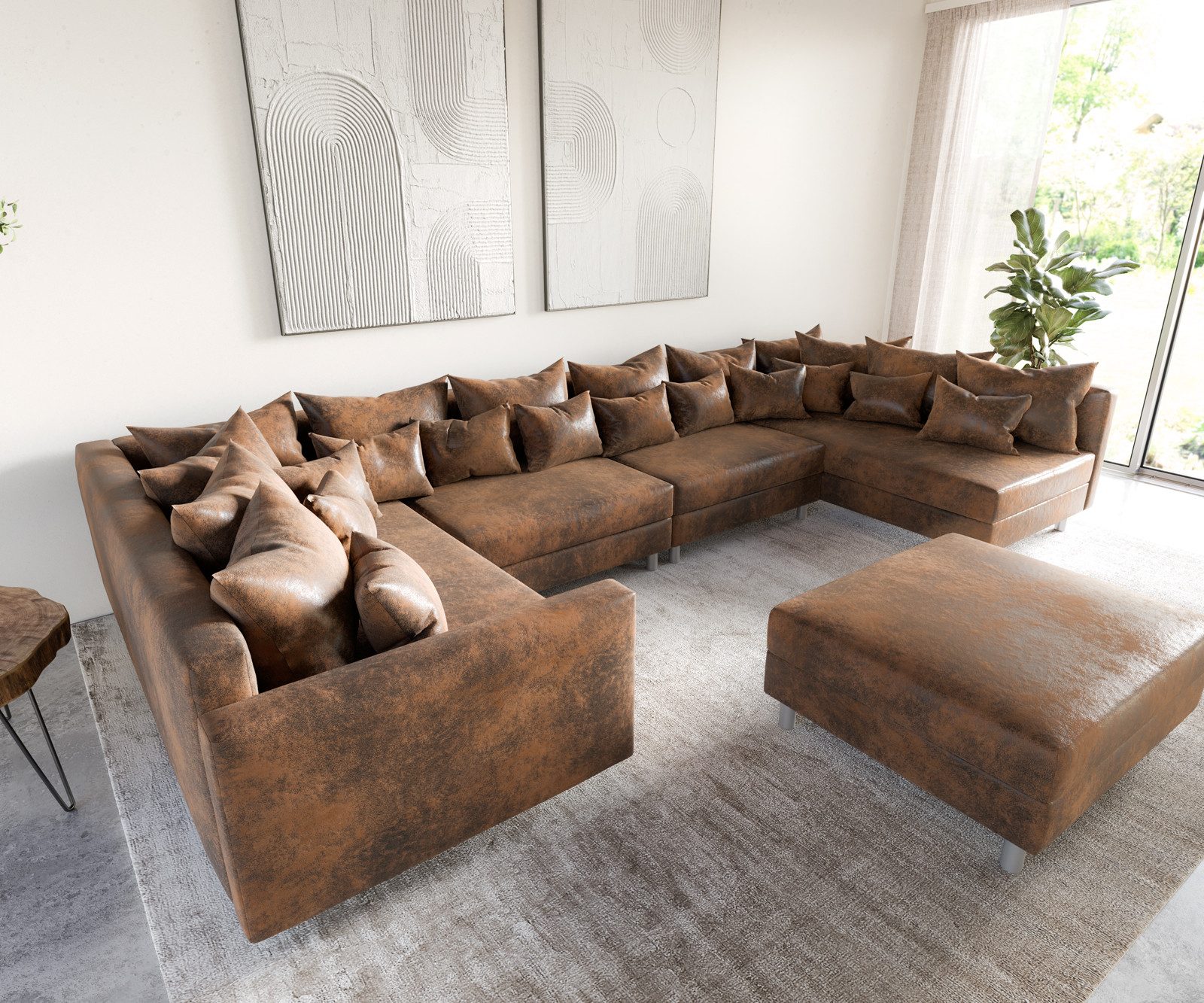 DELIFE Wohnlandschaft Clovis, XL Braun Antik günstig online kaufen