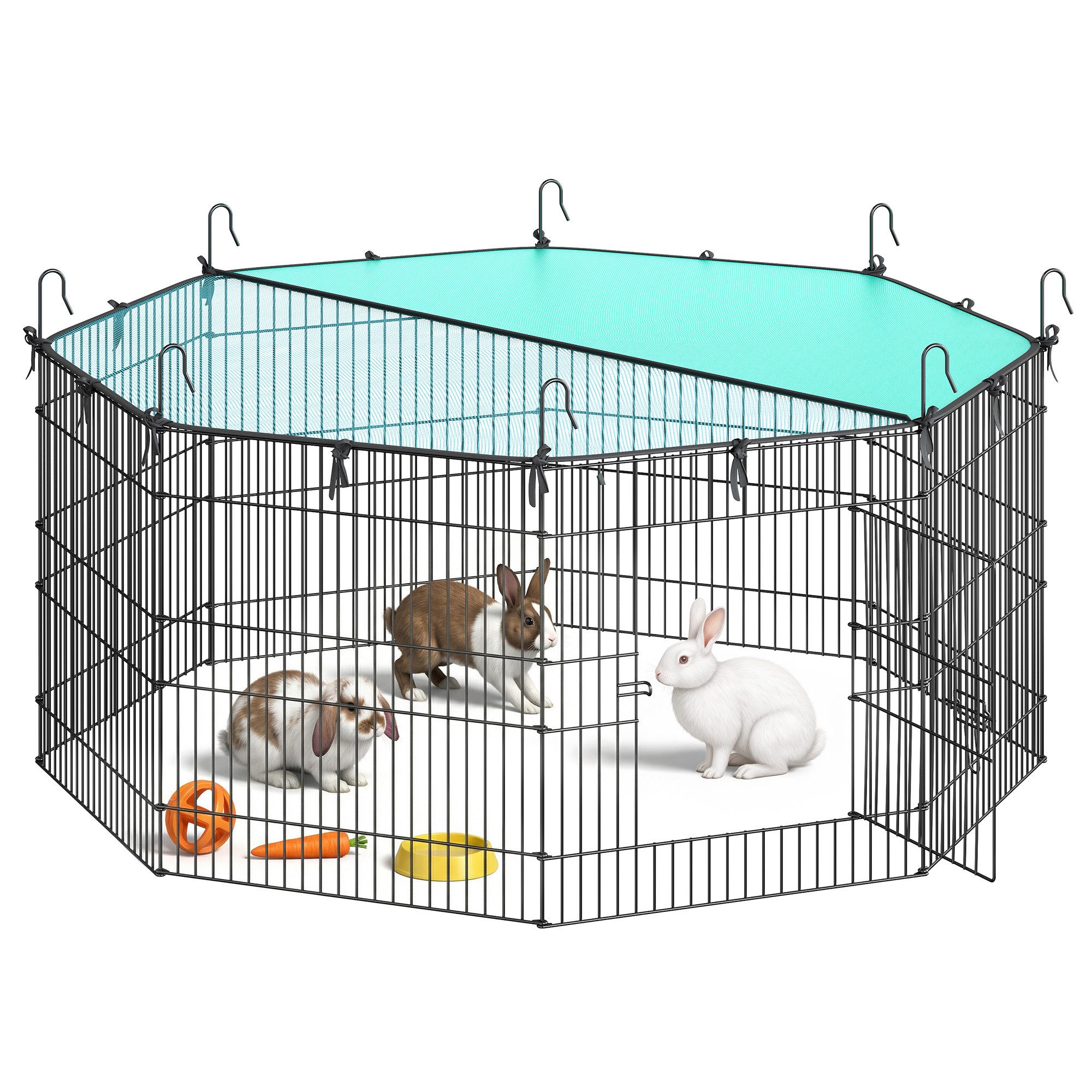 SONGMICS Kleintierkäfig, mit Abdeckung, Freigehege, atmungsaktiv, Sonnenschutz