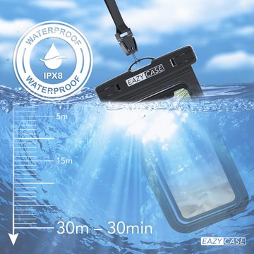 EAZY CASE Handyhülle Universal Unterwasser-Tasche für viele Geräte 3,5 - 6,0 Zoll, Handyhülle mit Band, wasserfeste Tasche mit Band Unterwasser Schwarz