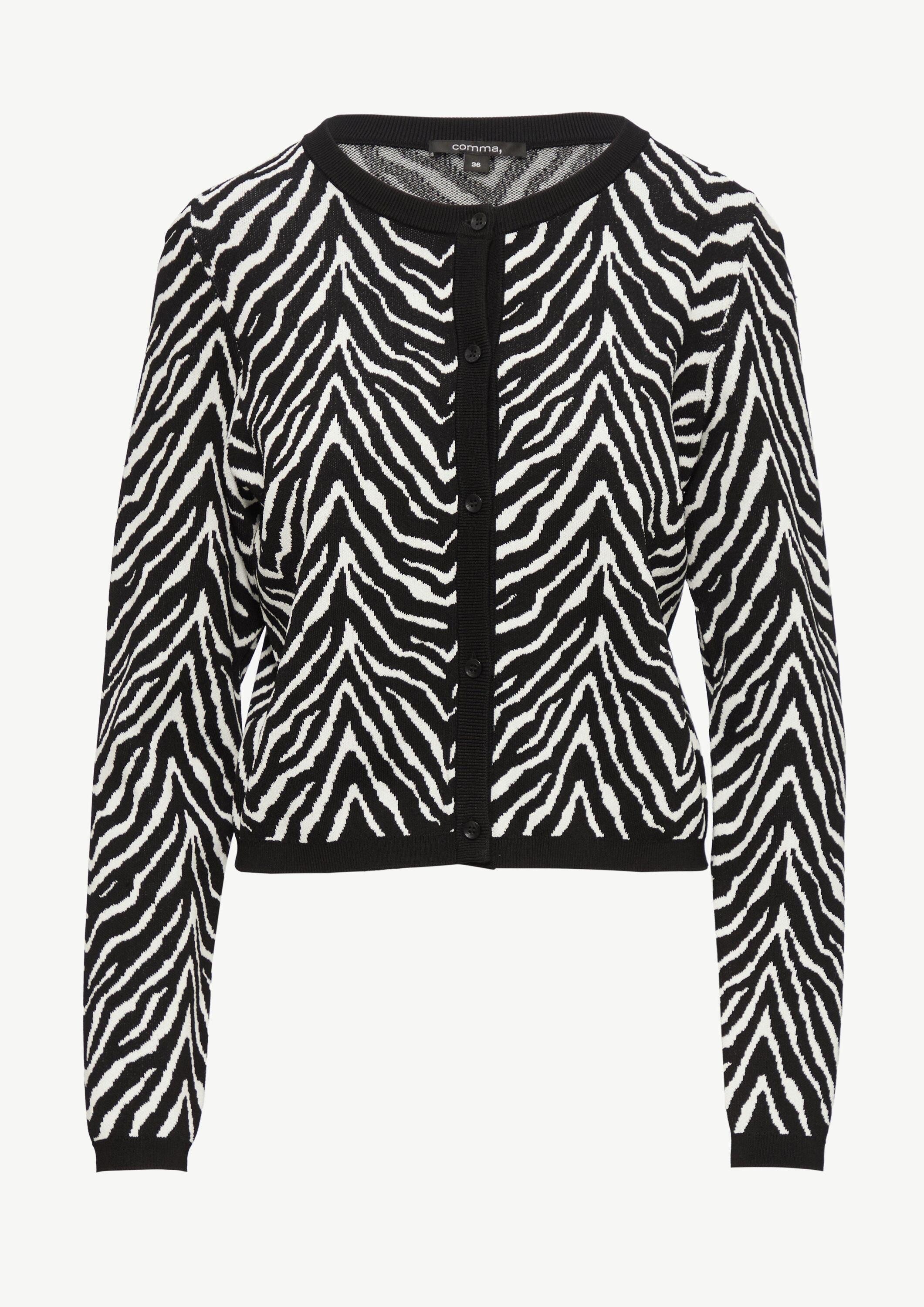 comma Cardigan Strickjacke Kurze Strickjacke mit Animal-Muster