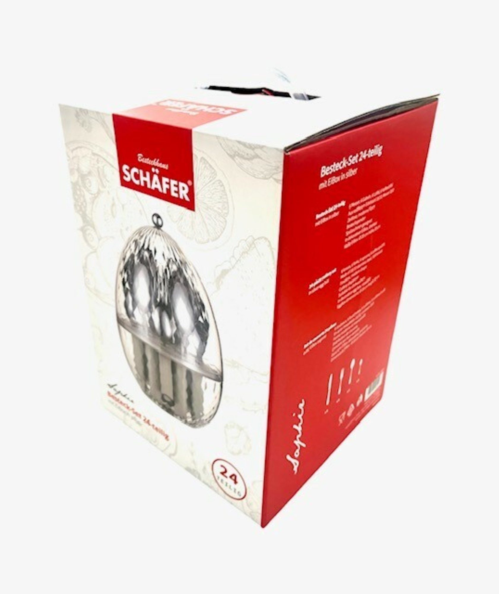 Schäfer Elektronik Besteck-Set aus 18/10 Edelstahl in Ei-Box Essbesteck-Set Mehrzweckbesteck (24-tlg)