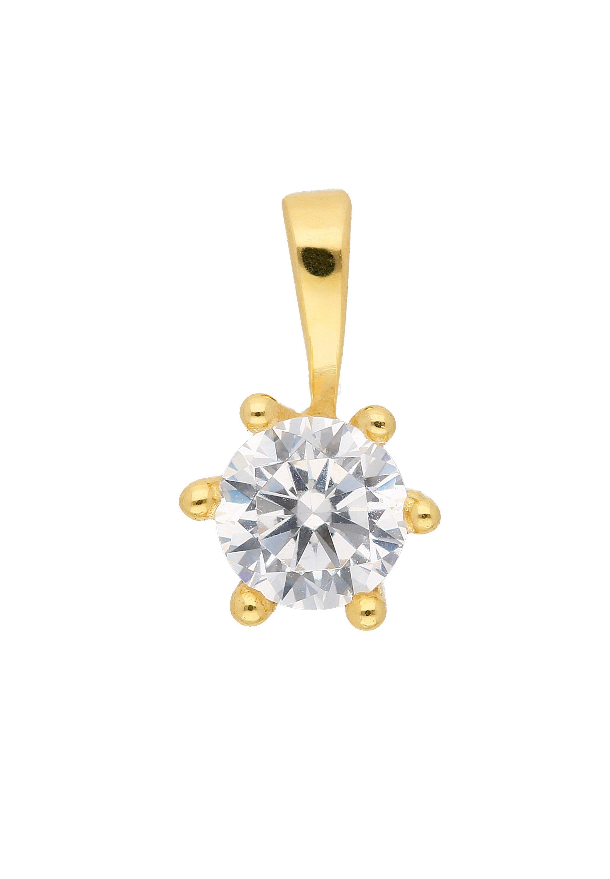 Kettenanhänger Damen Goldschmuck 333 Gold Anhänger mit Zirkonia Ø 4,7 mm