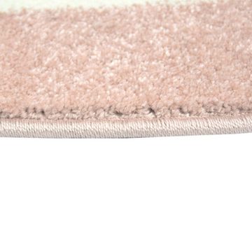 Kinderteppich Kinderteppich rund mit Stern in Rosa Grau Weiss, TeppichHome24, Rund, Höhe: 13 mm