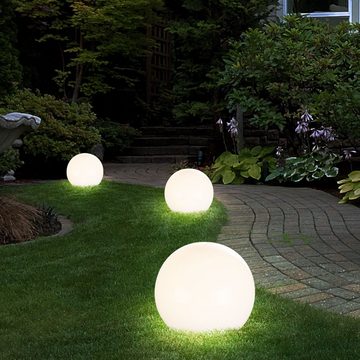 Expo Börse LED Gartenleuchte, LED-Leuchtmittel fest verbaut, Solarkugel Balkonlampe Außenlampe LED Erdspieß Gartendeko weiß 10x