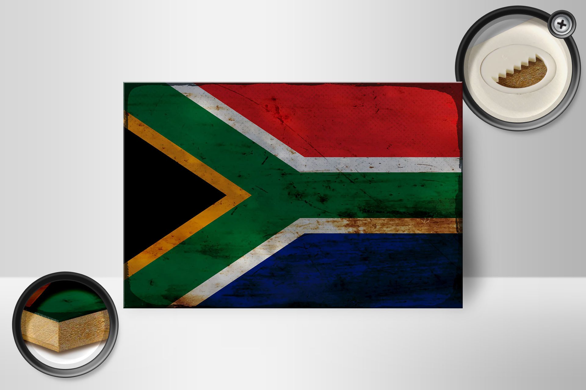 Femer GmbH Holzbild Flagge Südafrika 18x12 cm South Africa Rost, Flaggen (1 St), Glatte Holzfaserplatte (MDF), vorn beschichtet