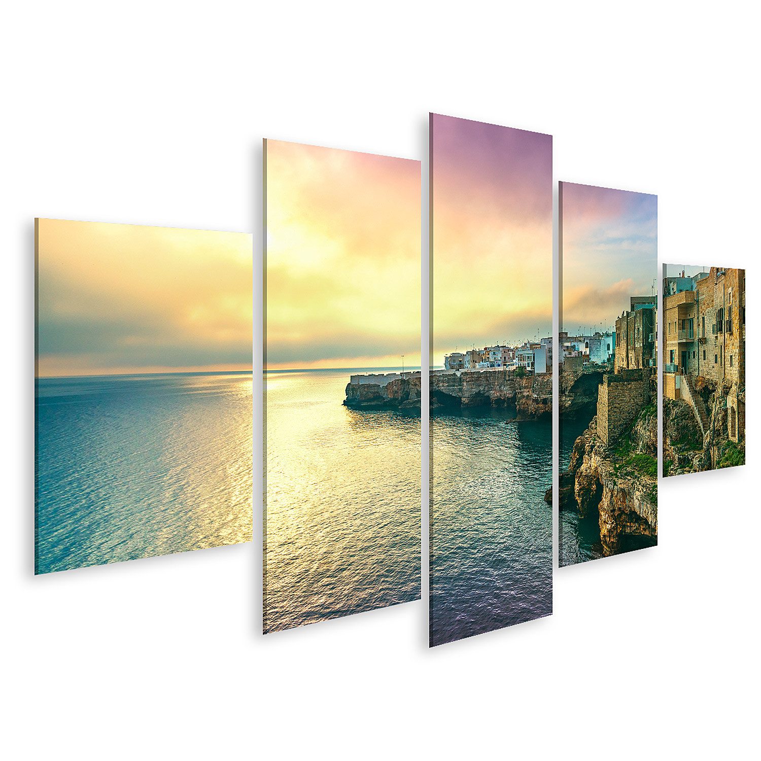 islandburner Leinwandbild Polignano Mare Dorf Sonnenaufgang Bari Apulien Italien Felse Bilder