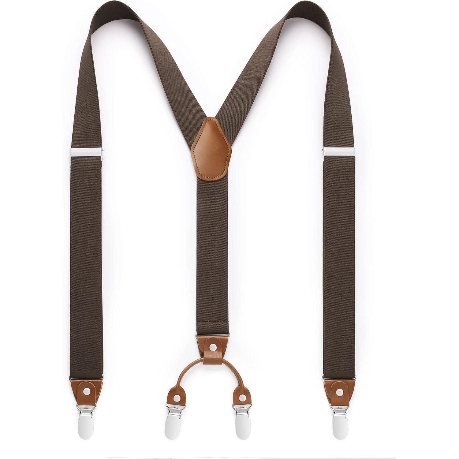 Hosenträger Hosenträger Herren Damen X Form 4 Metallclip verstellbar Y-braun
