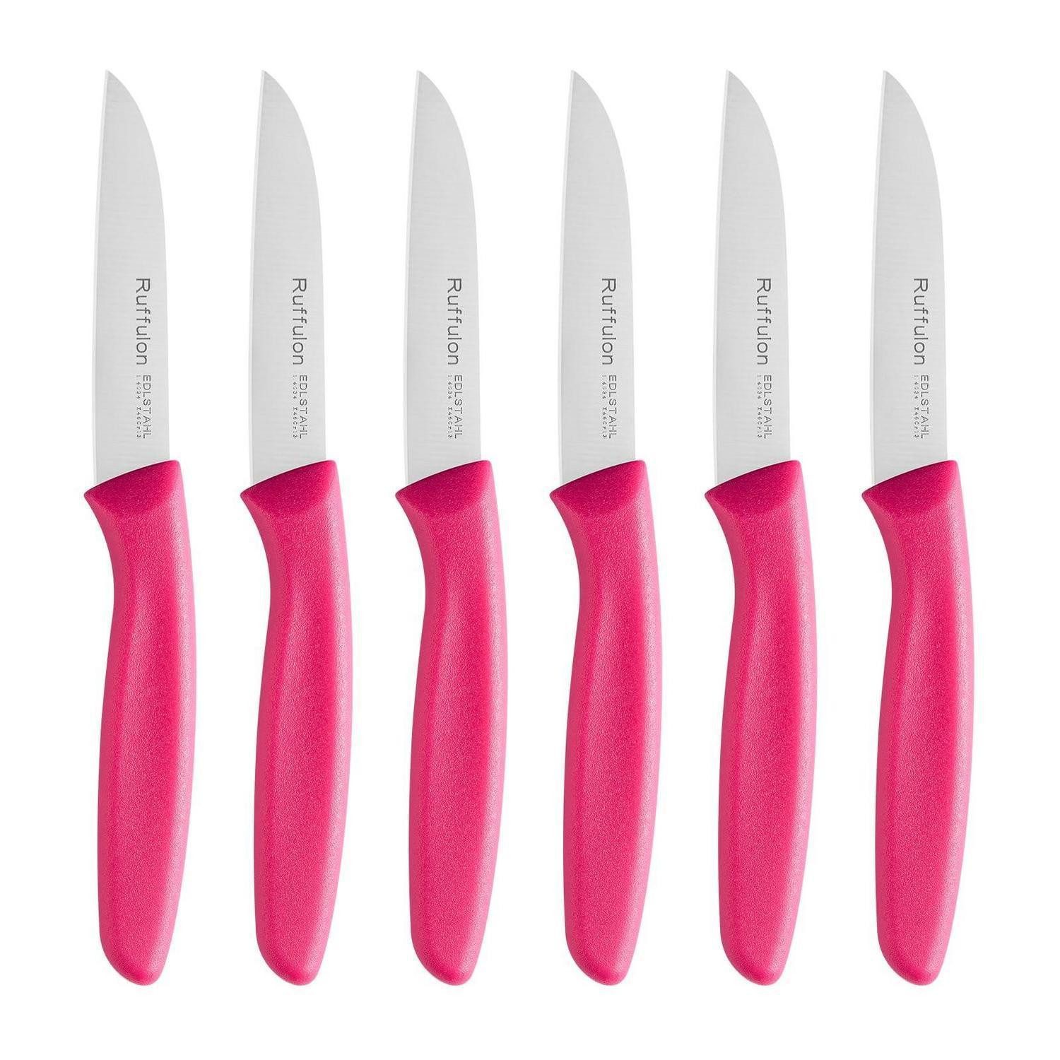 LuxusKollektion Schälmesser Küchenmesser Set 6tlg. Rosa Kunststoffgriff