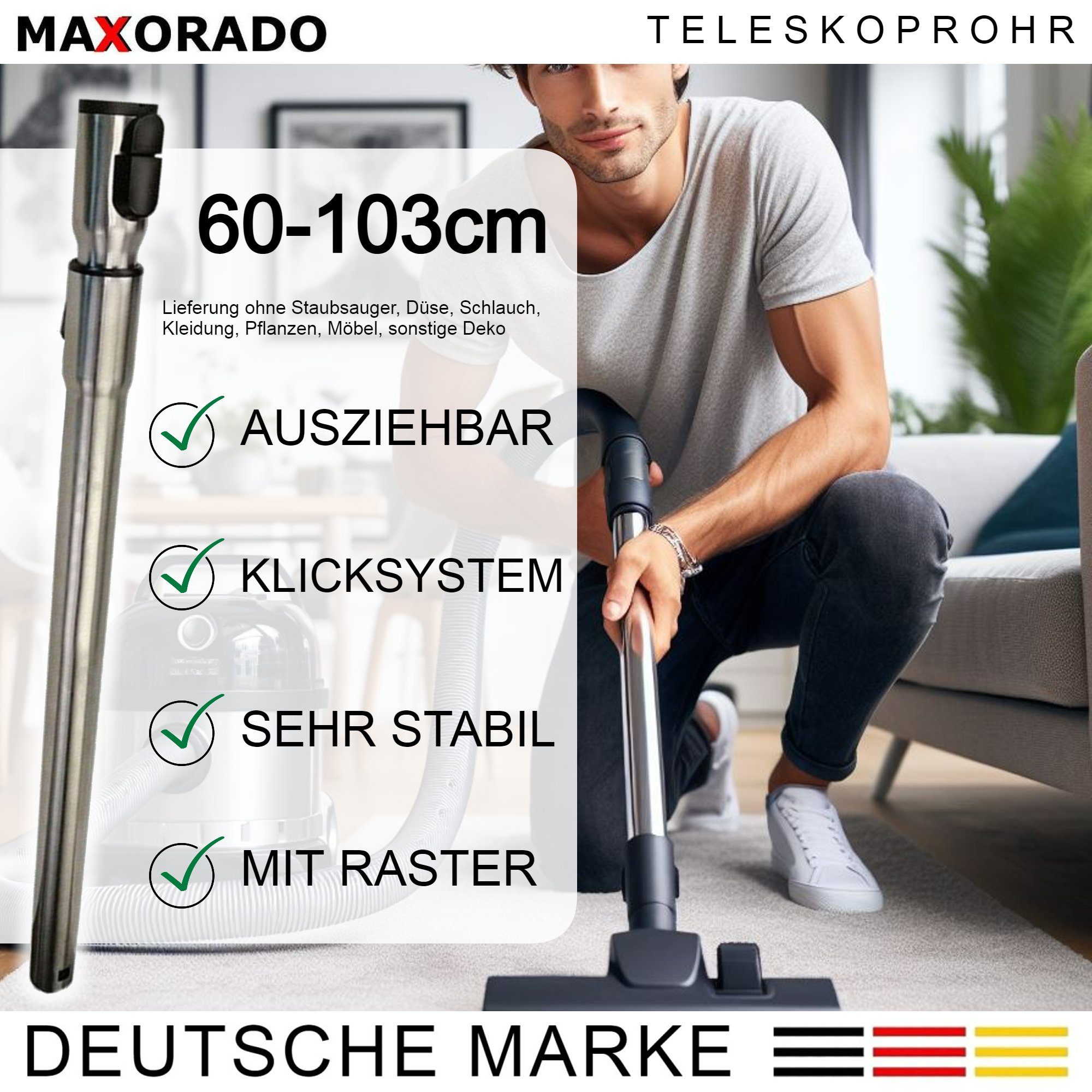 Maxorado Staubsaugerrohr Staubsaugerrohr für Miele s8430 s8530 S8 C2 C1 C3 Staubsauger Rohr, Zubehör für Miele Staubsauger