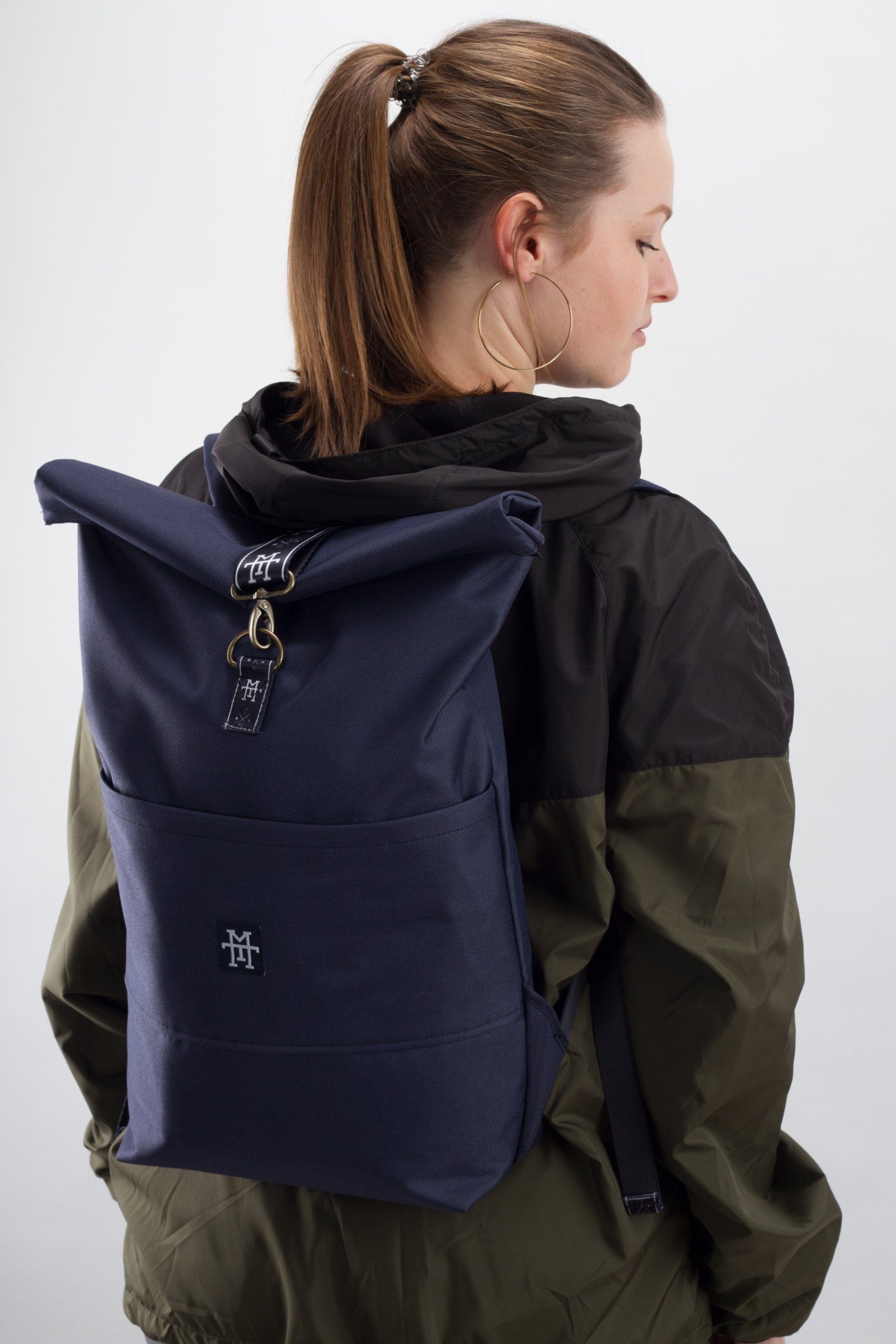 Manufaktur13 Tagesrucksack Roll-Top Backpack - verstellbare Edition Navy Rucksack Rollverschluss, Gurte wasserdicht/wasserabweisend, mit Taped