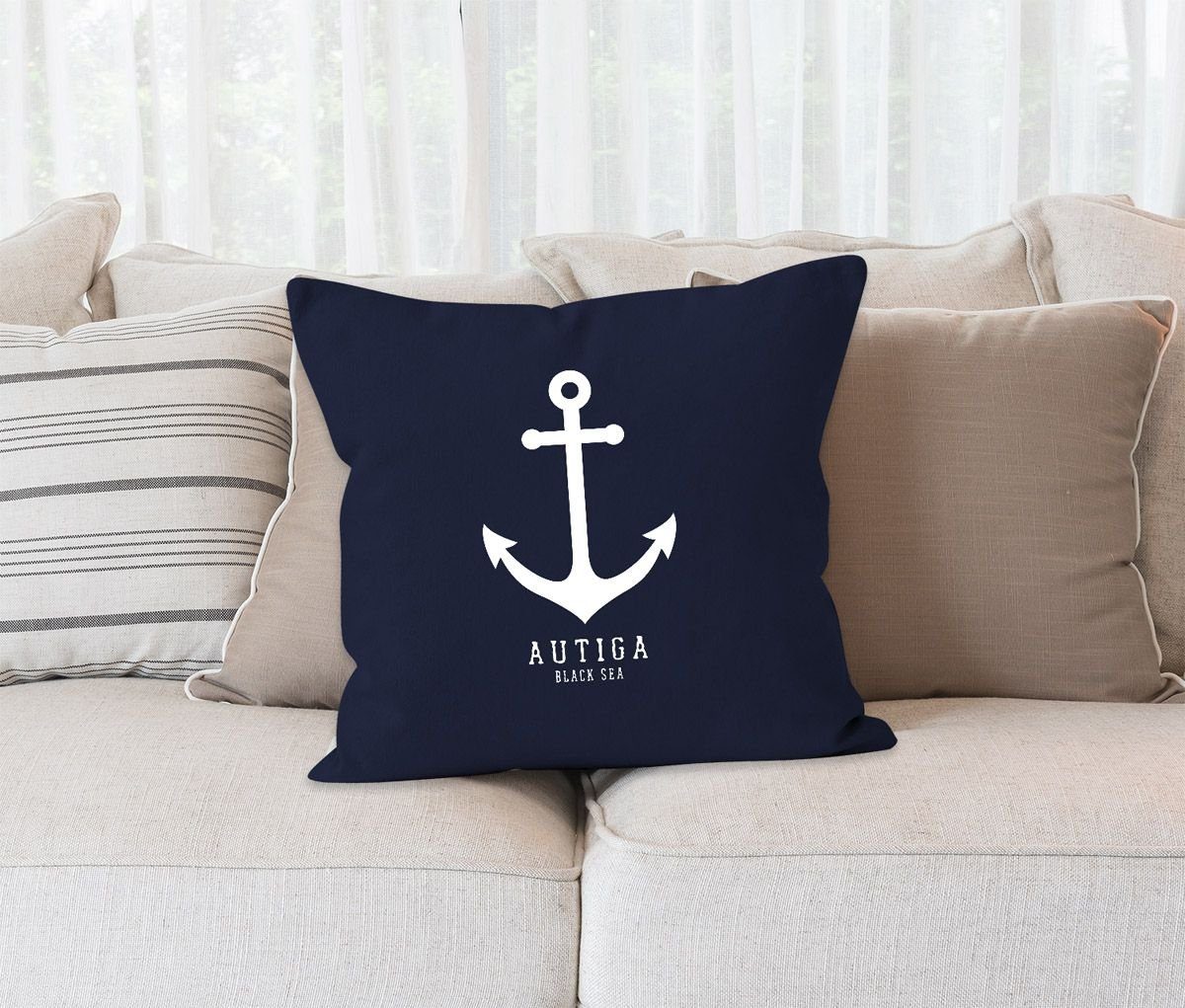 Autiga Dekokissen Kissenbezug Segeln Nautical Autiga® Sailor Anker navy