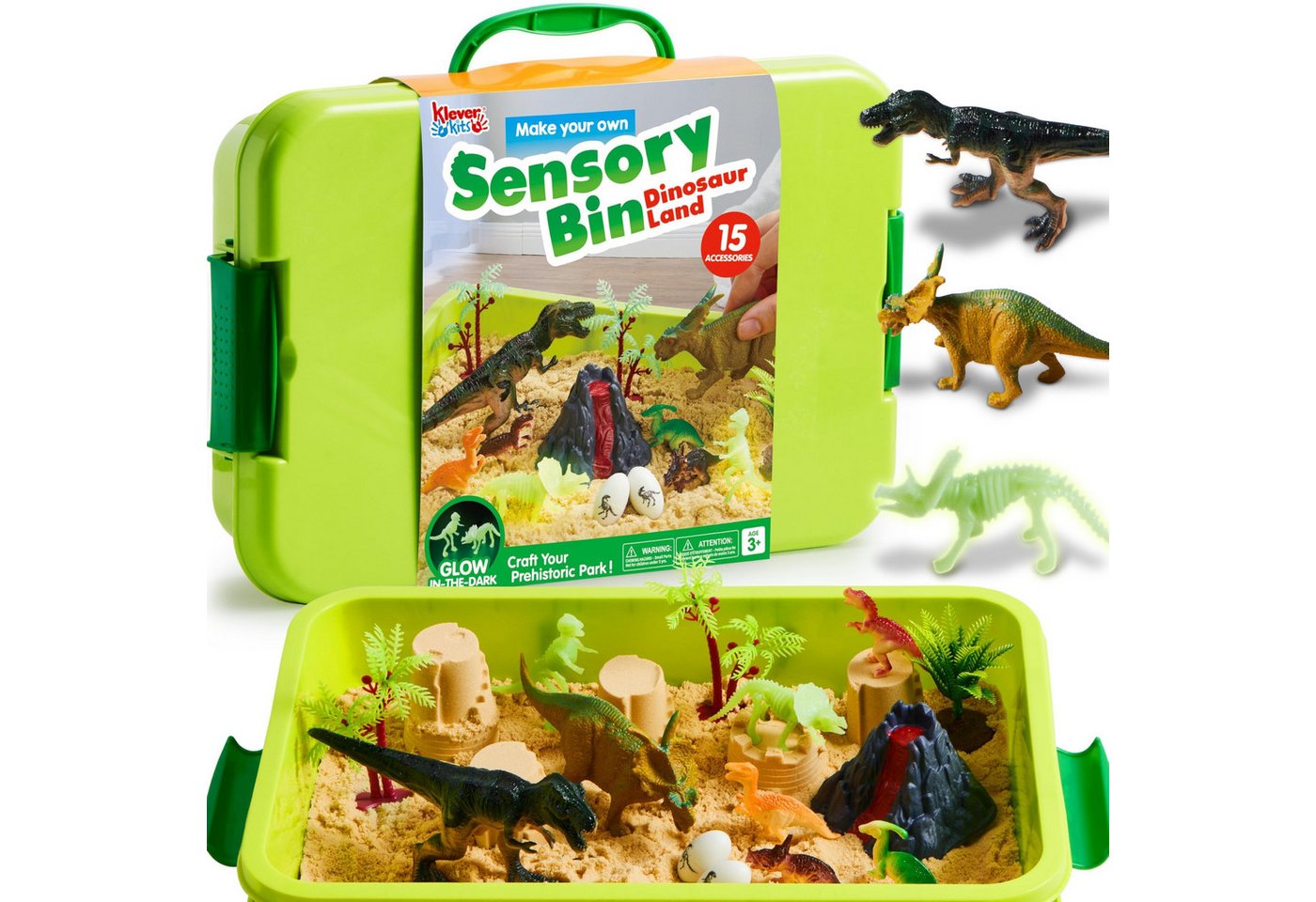 Klever Kits Sandform-Set Klever Kits Magic Sand Set Spielsand Baustelle Kinder Koffer Spielsand
