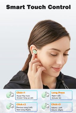 Sungive Bluetooth 5.2 Kabellos mit Mikrofon, HiFi Stereo In-Ear-Kopfhörer (Stabile Verbindung garantiert ununterbrochenen Musikgenuss ohne lästige Unterbrechungen.", mit LED-Anzeige, Wireless Noise Cancelling Earbuds für Arbeit Studium)