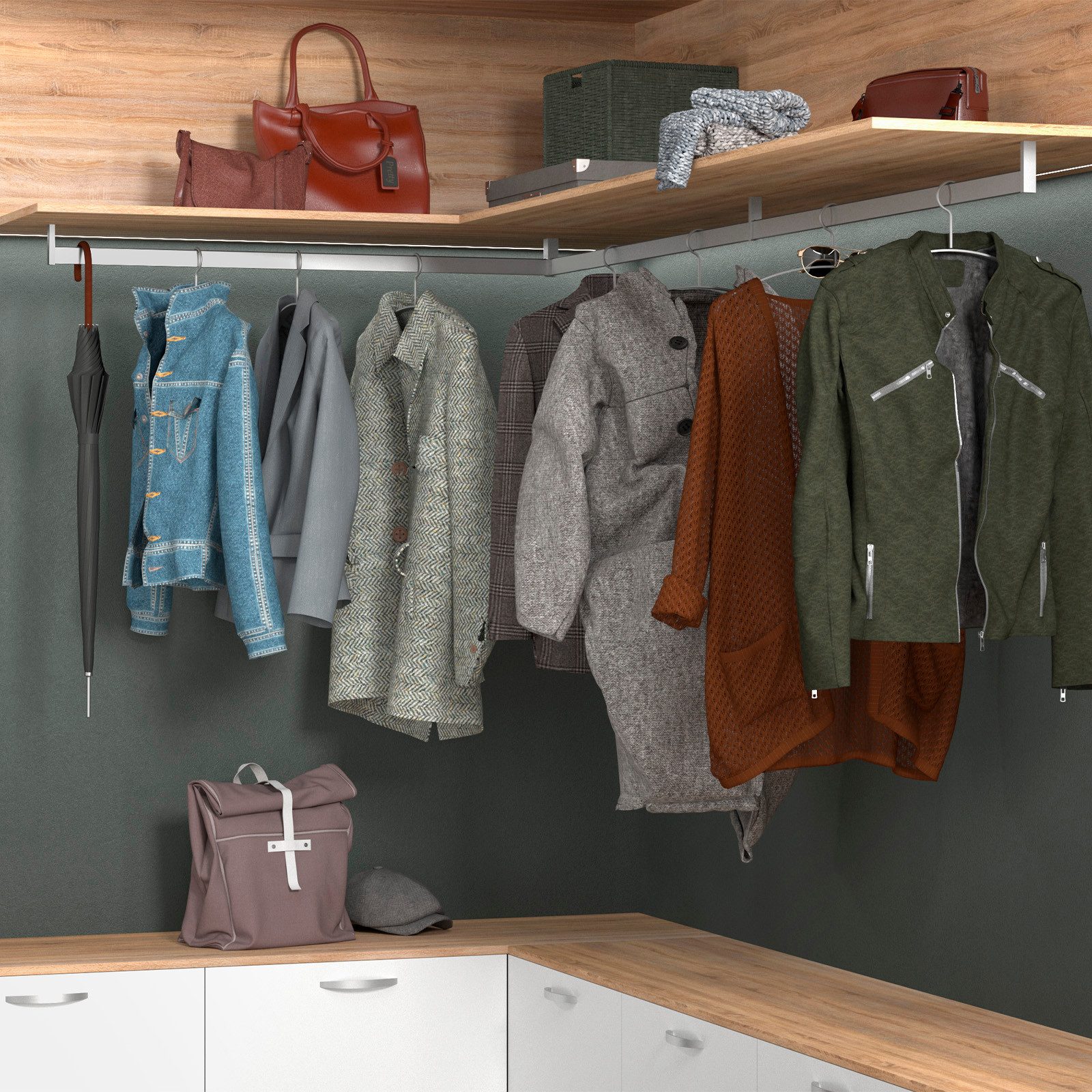 SO-TECH® Kleiderstange Garderobe Designer NANO Alu Schrankrohr Länge 1000 mm, Abmessungen 32,4x 12,2 mm, Edelstahloptik mit Gummiauflage