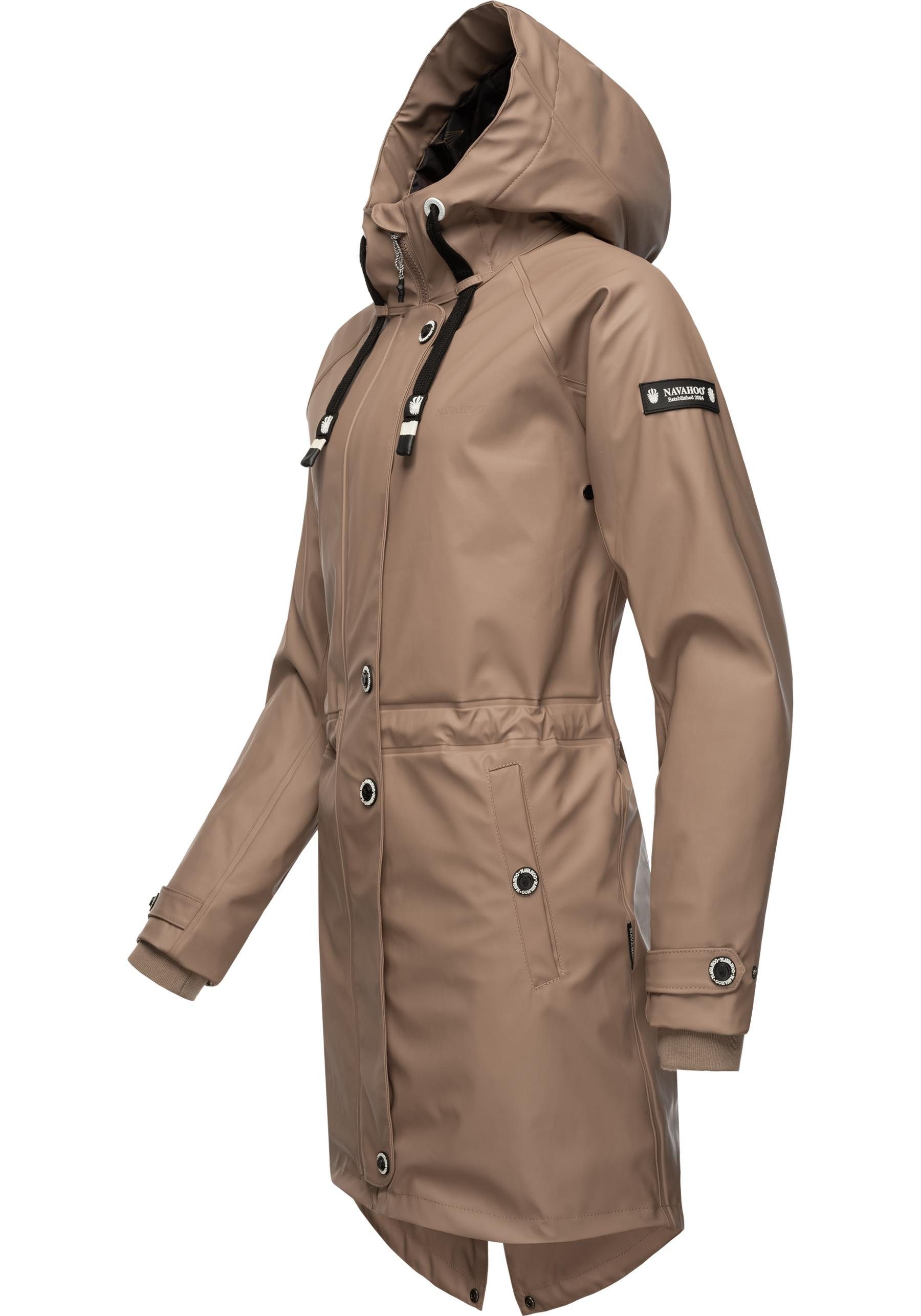 Navahoo Regenjacke Rainy Flower mit Regenmantel Damen taupe Kapuze modischer