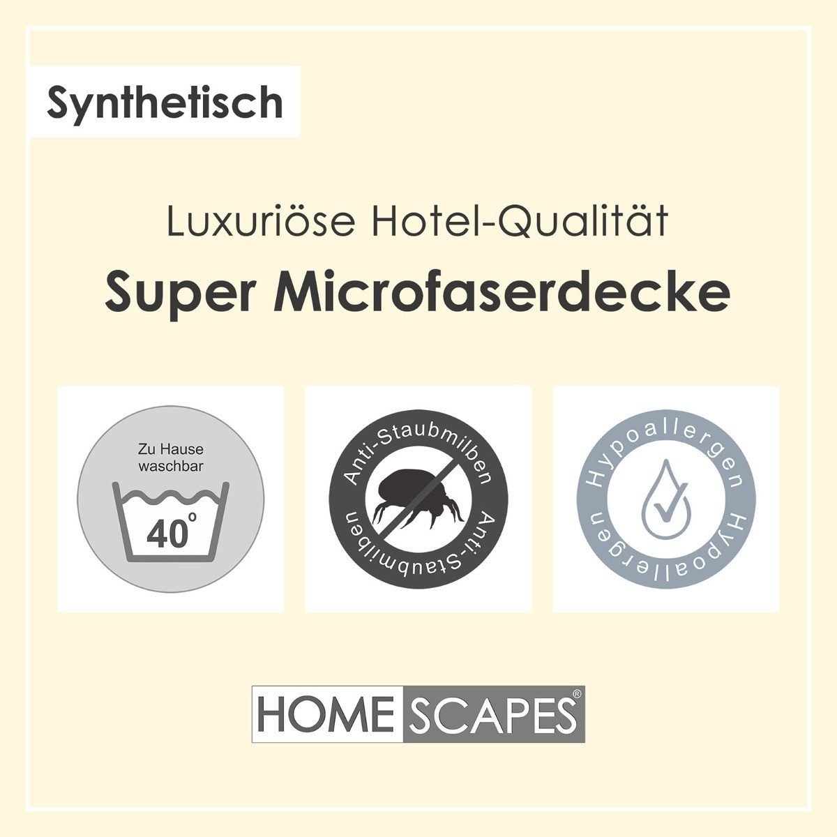 Homescapes Microfaserbettdecke Winterdecke 135x200 cm – Super-Mikrofaser Bettdecke, Wärmeklasse 4, Füllung: 100 % Polyester (Super-Mikrofaser) – Bild 5 von 5