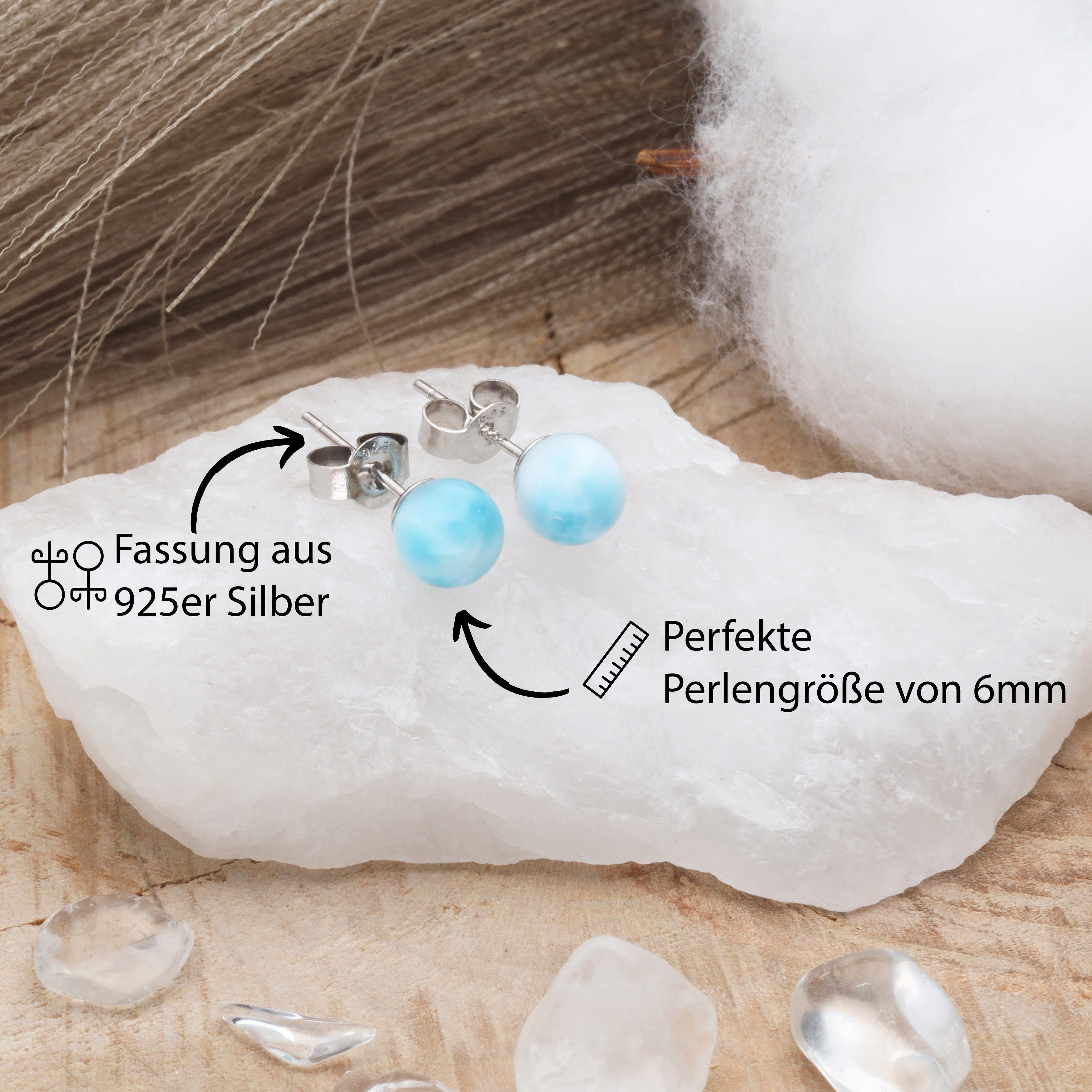 Lebensquelle Plus Einhänger für Ohrschmuck Larimar Ohrstecker 6 mm, 925er Silber – Bild 3 von 5