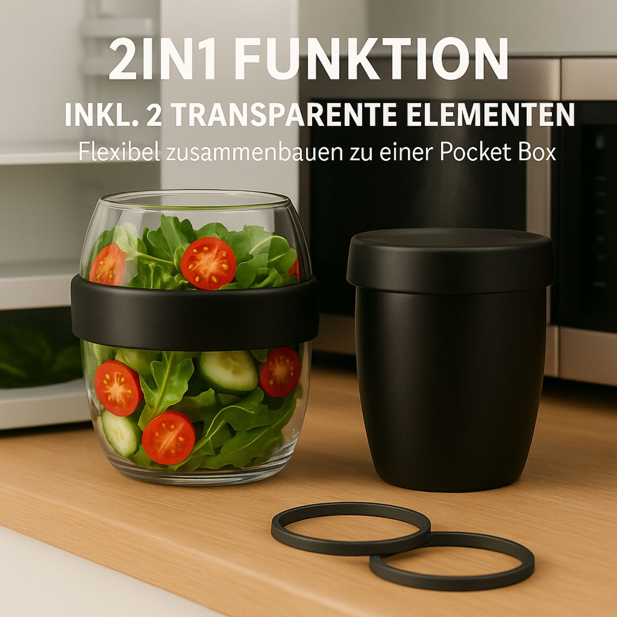 Thiru Müslibox Müslibecher 2in1-700 ml - auslaufsicher (500 + 200 ml), (1-tlg) – Bild 3 von 5