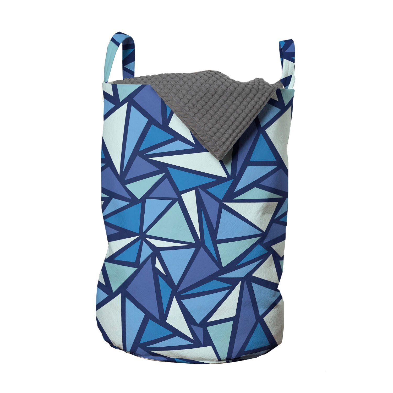 Abakuhaus Wäschesäckchen Wäschekorb mit Griffen Kordelzugverschluss für Waschsalons, Blau Geometrische Zusammenfassung Ice