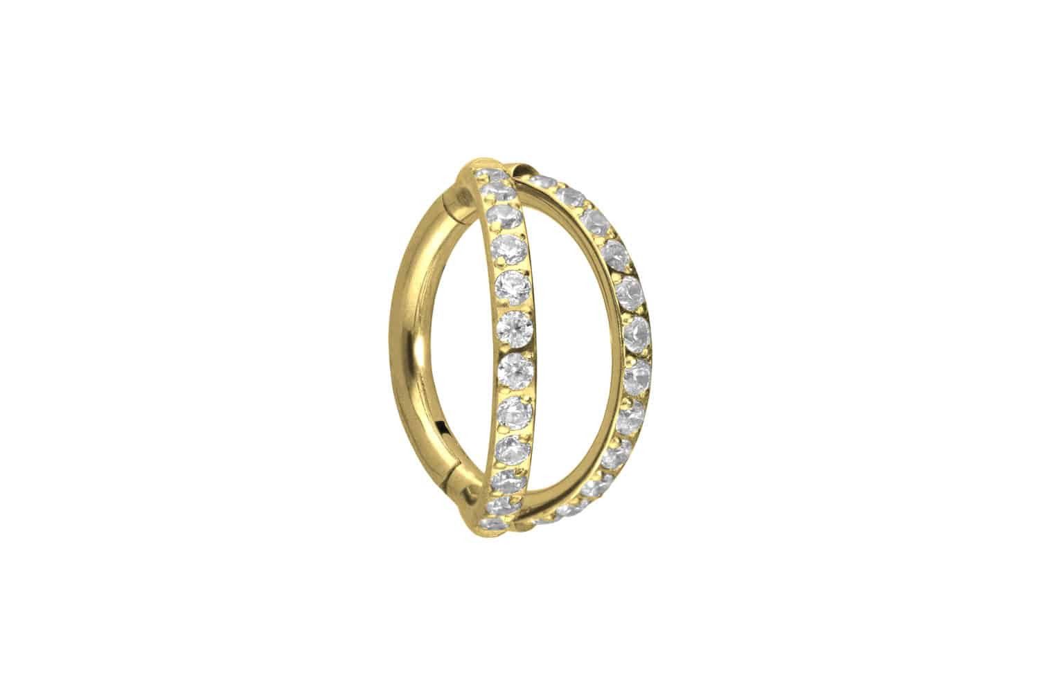 Nasenpiercing Titan Segmentring Clicker 2 RINGE + EINGEFASSTE KRISTALLE Ohrpiercing