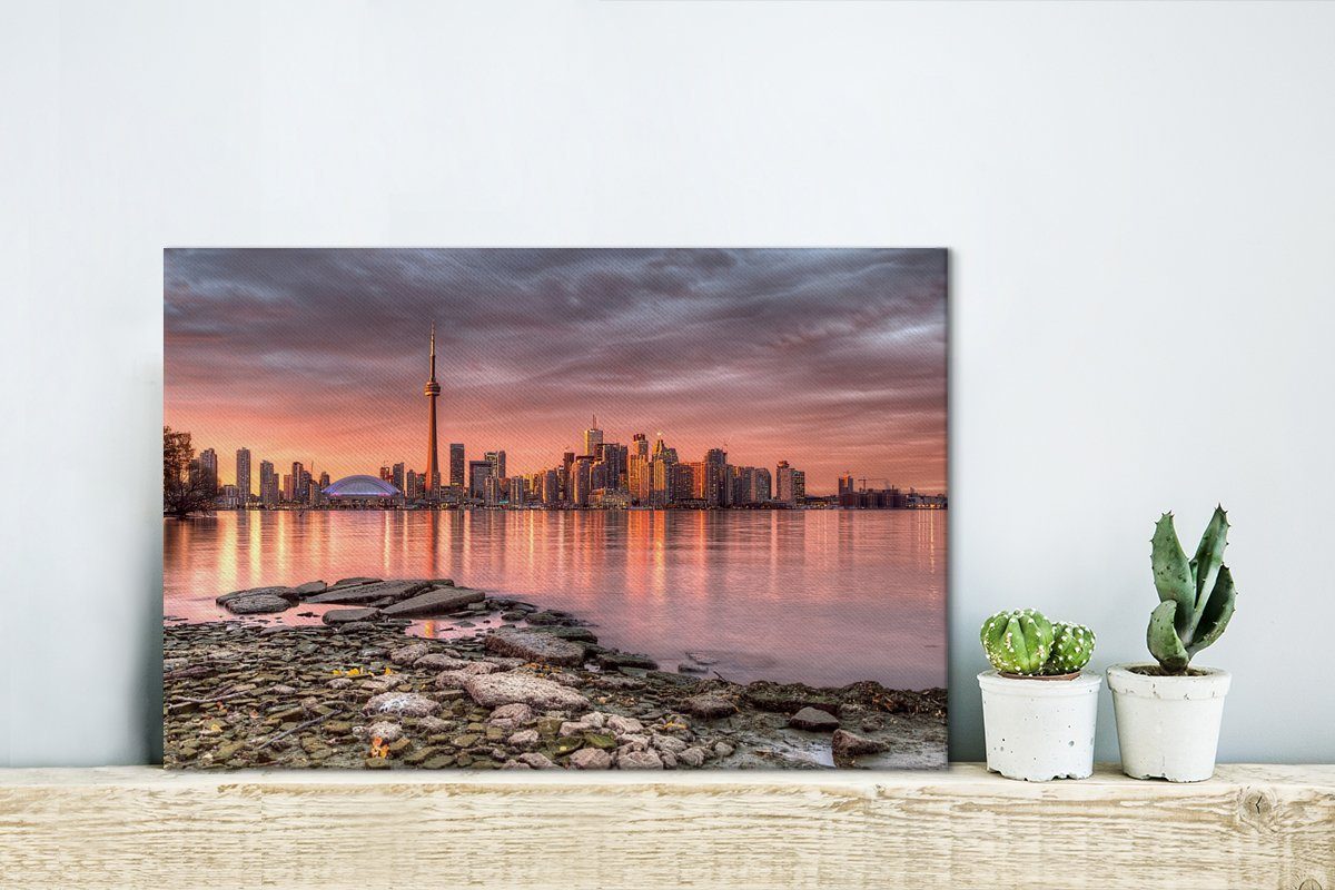 Sonnenuntergang Nordamerika, von Stadtsilhouette St), 30x20 Leinwandbild Wandbild OneMillionCanvasses® cm in Wanddeko, Leinwandbilder, bei (1 Die Toronto Aufhängefertig,