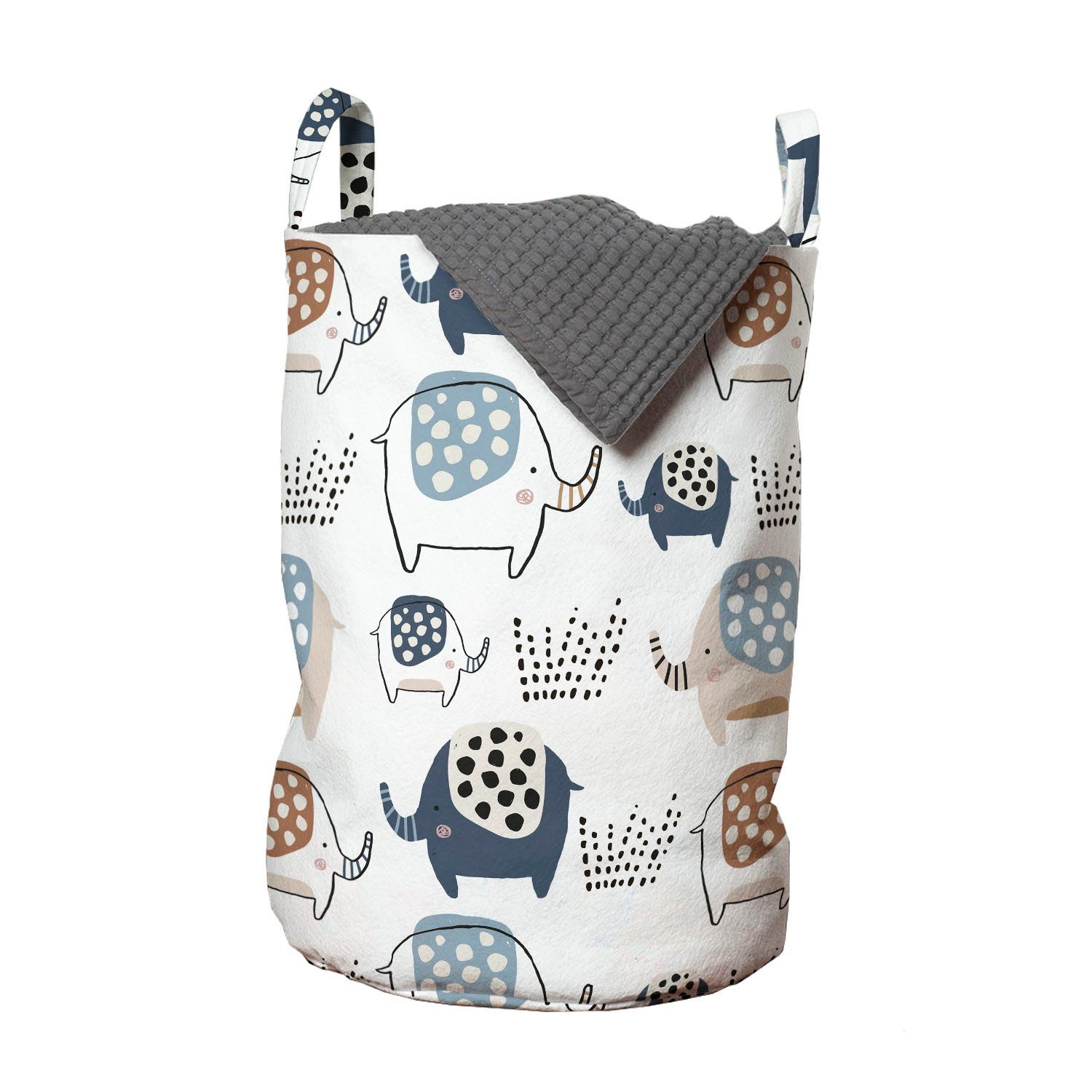 Abakuhaus Wäschesäckchen Wäschekorb mit Griffen Kordelzugverschluss für Waschsalons, Tiere Gepunktete Elephant Patterns