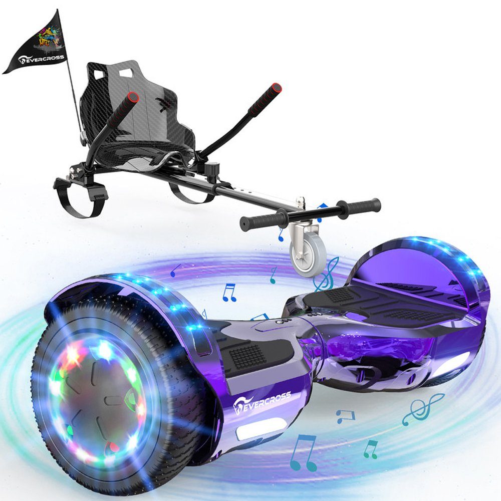 Geschenk für Kinder Jugendliche Erwachsen Elektroroller Hoverkart Elektro Scooter Go-Kart mit Bluetooth-Lautsprecher LED-Leuchten GeekMe Hoverboards mit Sitz 