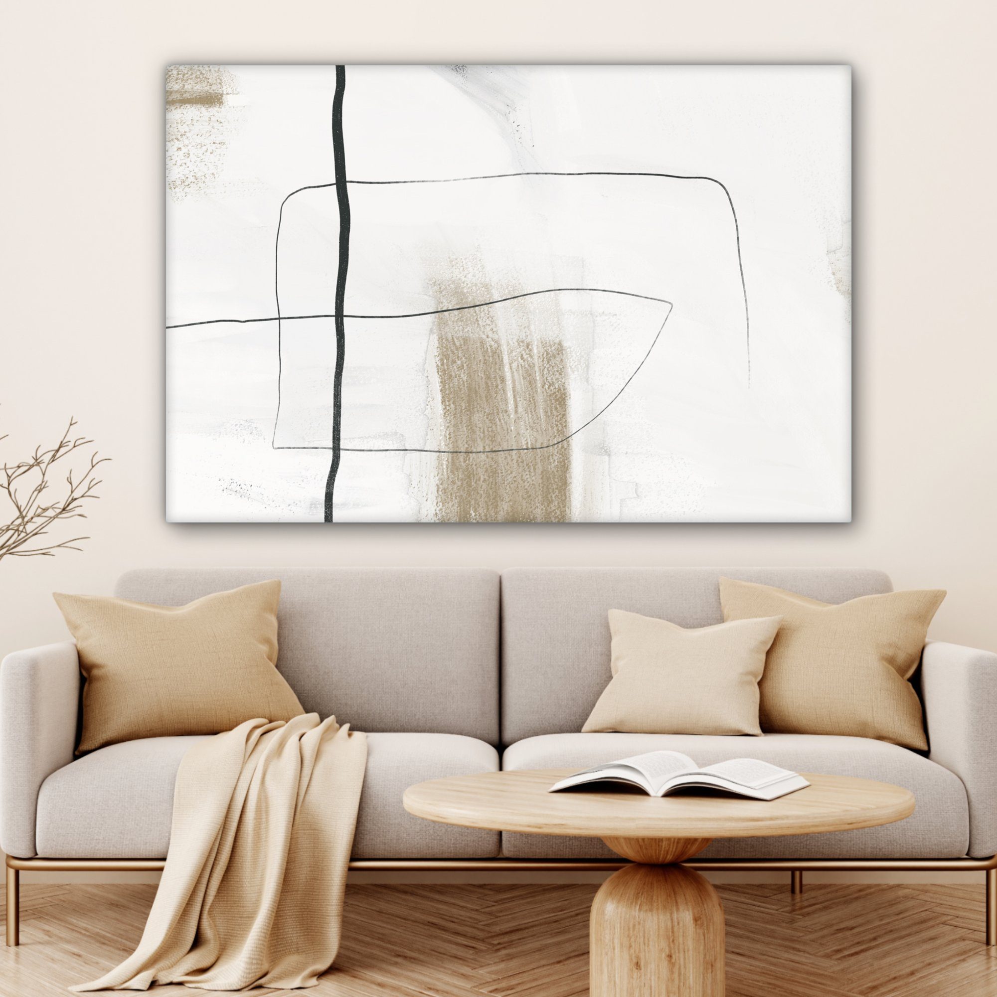 OneMillionCanvasses® Leinwandbild Farbe - XXL, Gemälde, cm großes, für 120x80 Schwarz St), Wohnbereiche, Wandbild (1 - Weiß, alle