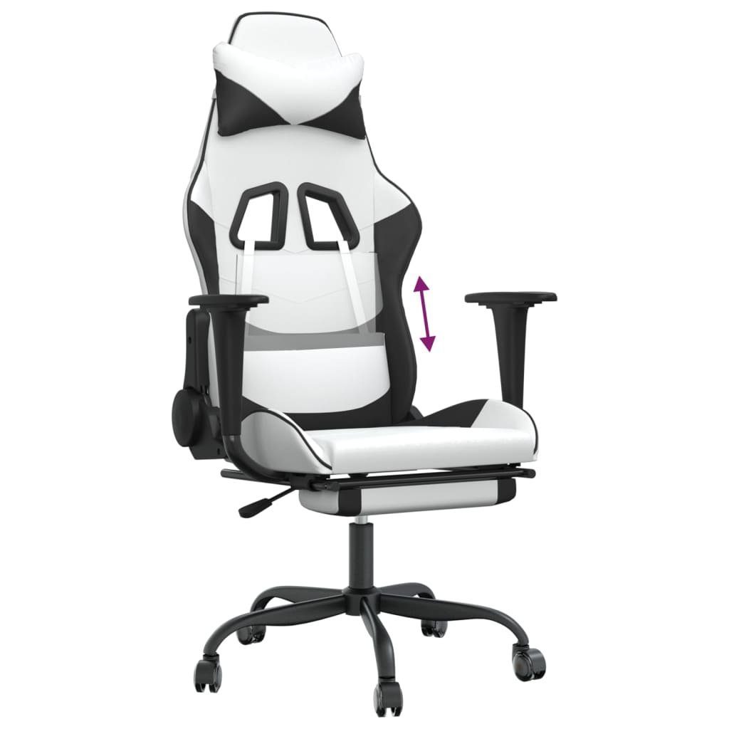 furnicato Gaming-Stuhl (1 mit und Schwarz Weiß Fußstütze St) Kunstleder