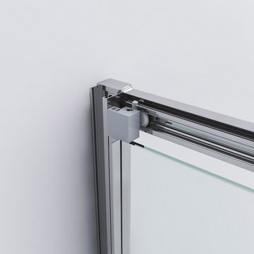 AQUABATOS Dusch-Schiebetür Duschtür Glas Dusche Schiebetür 3 Teilig Dreiteilig Nischentür, 90x195 cm, Einscheiben-Sicherheitsglas (ESG) 6 mm, Lotus-Effekt Nano Beschichtung