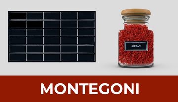 Montegoni Etiketten 144 Stk. Rund oder 195 Rechteckige Gewürzetiketten selbstklebend, Wasserfest Gewürzaufkleber Vorratsetiketten - Gewürzgläser Etiketten