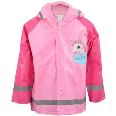 United Labels® Regenjacke Regenjacke Mädchen mit Kapuze und Reflektorstreifen Einhorn Pink/Rosa