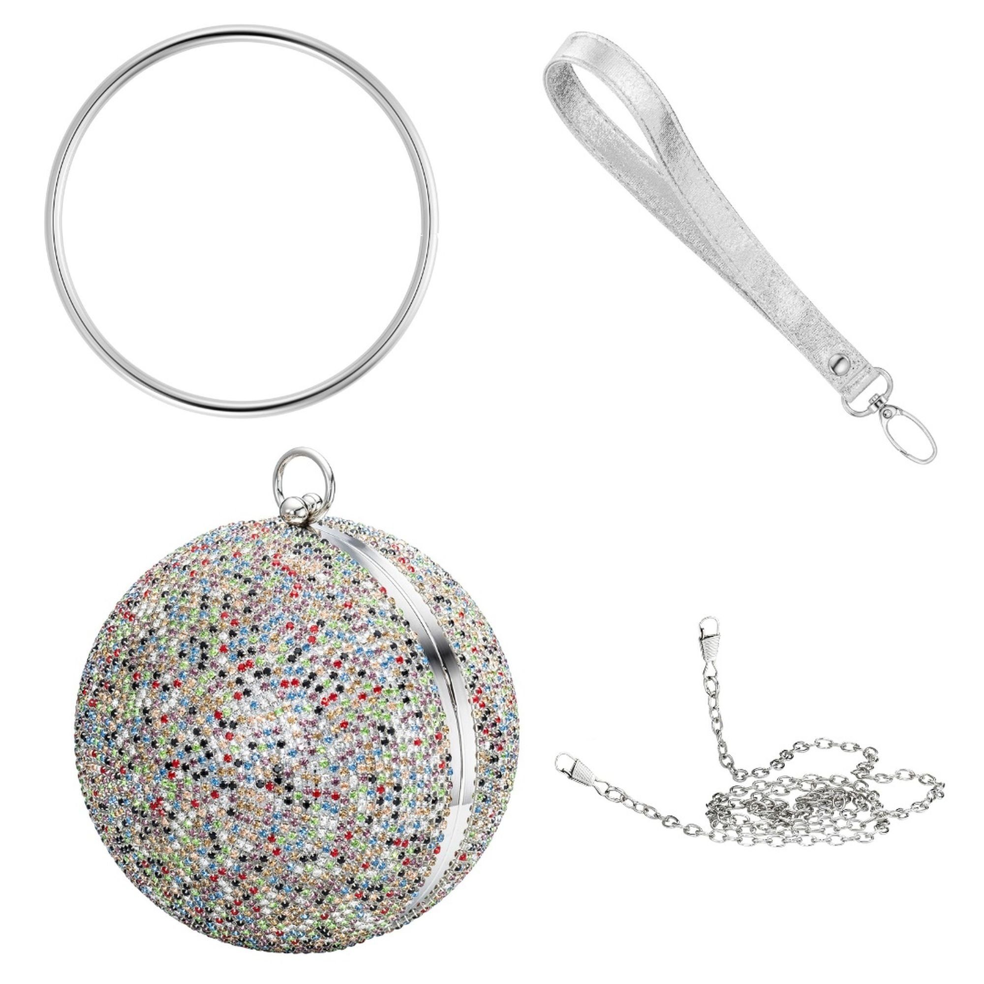 Abendtasche Metall mit Zirkonia multi farben