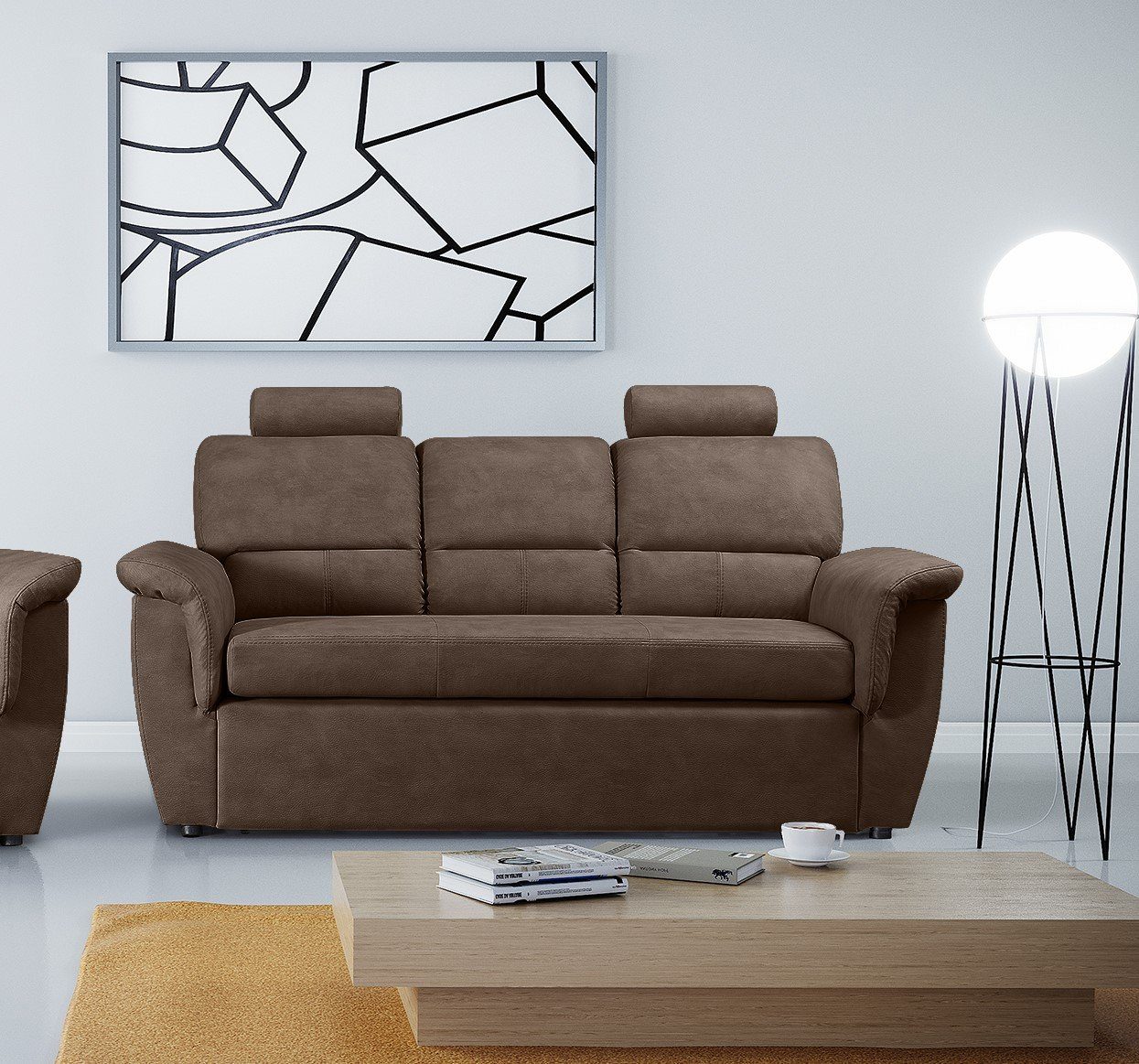 Dreisitzer Braun 3-Sitzer Dayanne Siblo Modernes Schlaffunktion Sofa mit