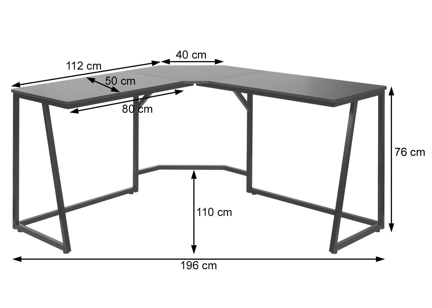 MCW-K66-139, und Abgerundete Tischplatten, MCW Eckschreibtisch Drei Ecken Kanten