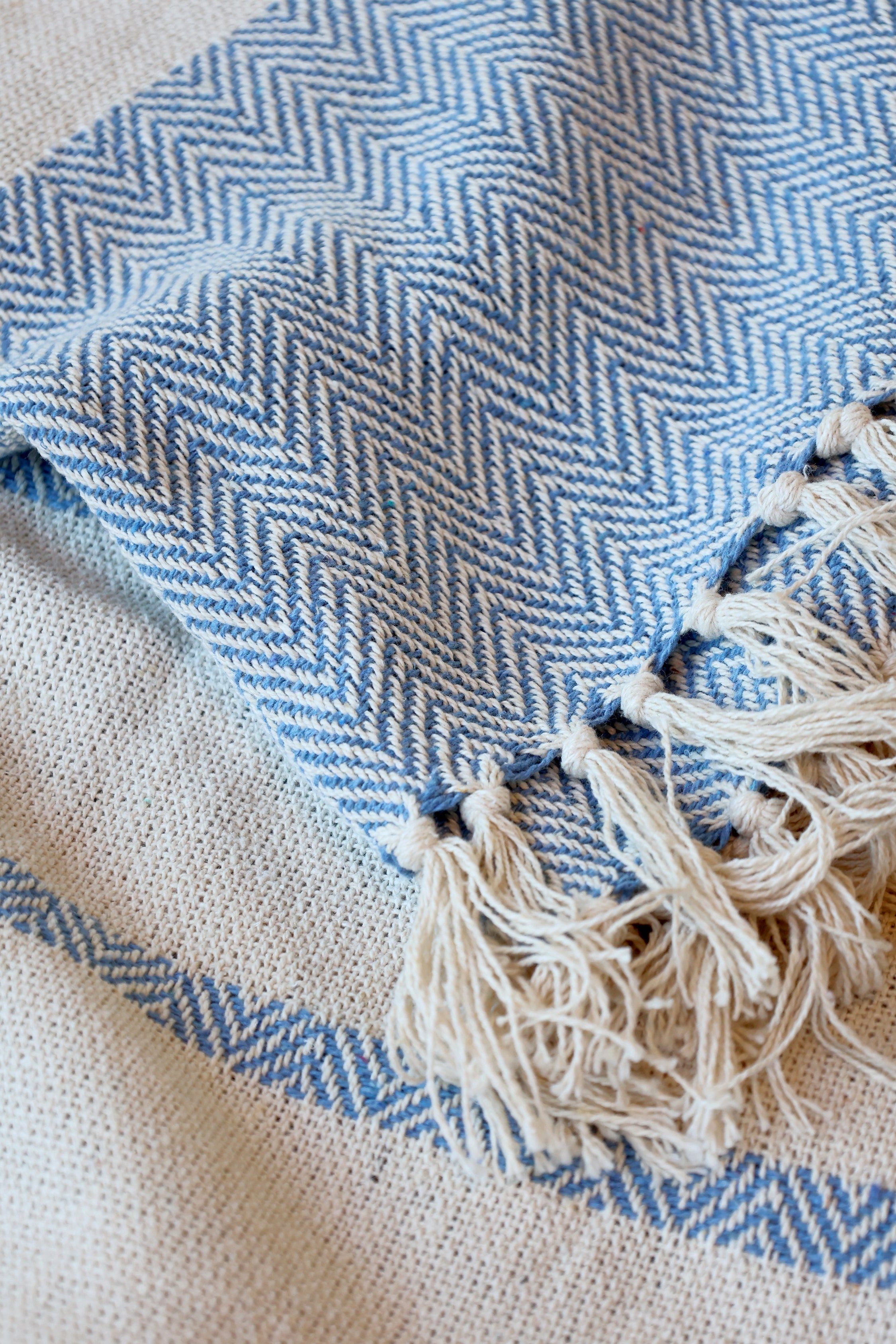 Plaid Chic Antique Aix Plaid Garnüberschuss Sky Blue, Chic Antique